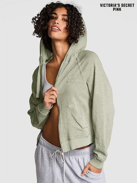 Victoria's Secret PINK Green Garden Zip Up Jersey Hoodie (AY0418) | £45