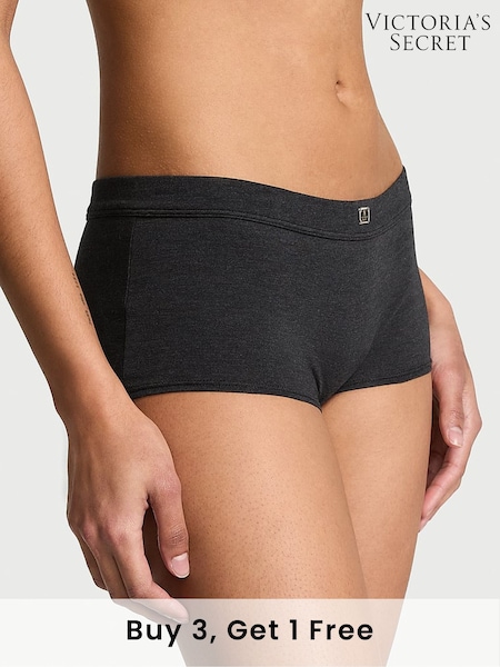 Victoria's Secret Black Heather Short Cotton Logo Knickers (AY0419) | £9