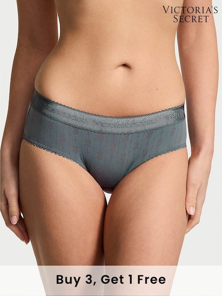 Victoria's Secret Dark Steel Grey Hipster Logo Pointelle Knickers (AY0422) | £9
