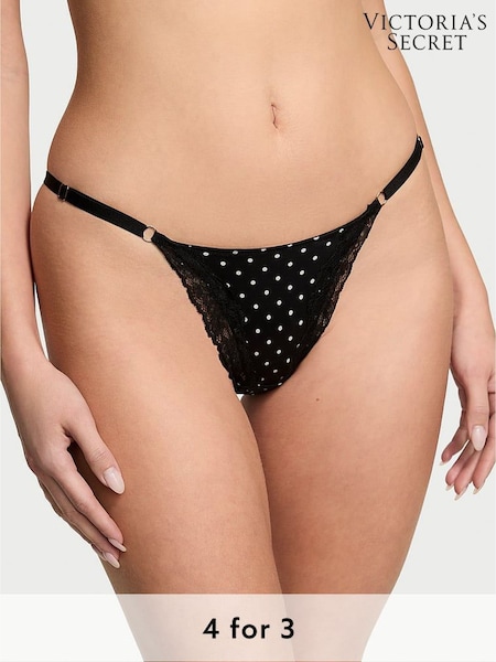 Victoria's Secret Black Dot G String Lace Trim Knickers (AY0454) | £18