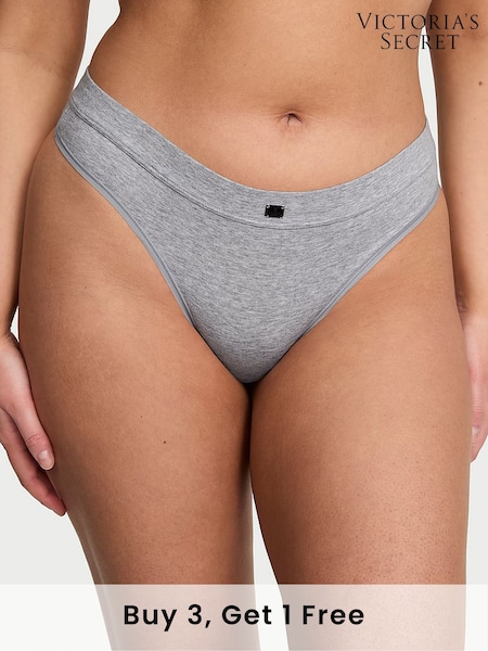 Victoria's Secret Grey Heather Thong Cotton Logo Knickers (AY0467) | £9