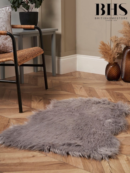 BHS Grey Faux Fur Rug (AY0605) | £19