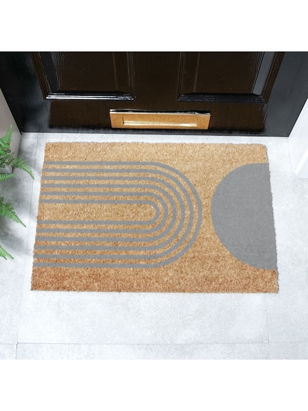 Artsy Mats Grey Abstract Half Moon Doormat (AY0698) | £20