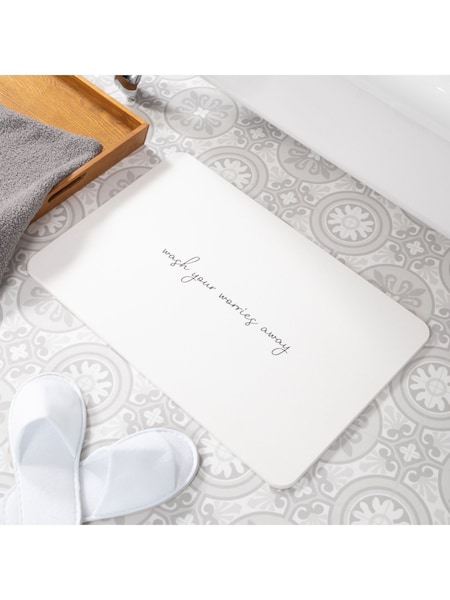 Artsy Mats Wash Your Worries Away White Stone Non Slip Bath Mat (AY0777) | £30