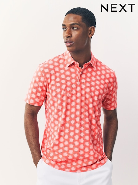 Pink Sun Short Sleeve Print Polo Shirt (AY0832) | £20