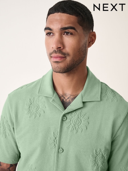Green Embroidered Graphic Print Jersey Shirt (AY0833) | £28
