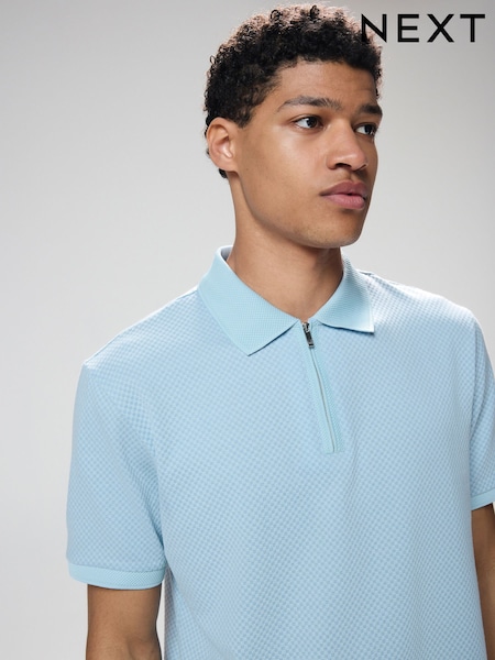 Blue Smart Quarter Zip Polo Shirt (AY0834) | £28
