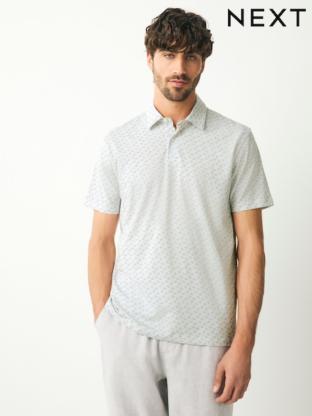 Grey Stingray Short Sleeve Print Polo Shirt (AY0836) | £20