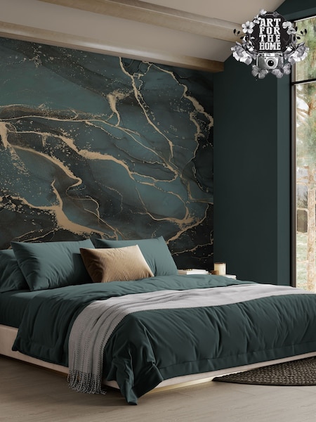 Art For The Home Teal Gold Marble Fixed Size 3M Mural (AY0943) | £195