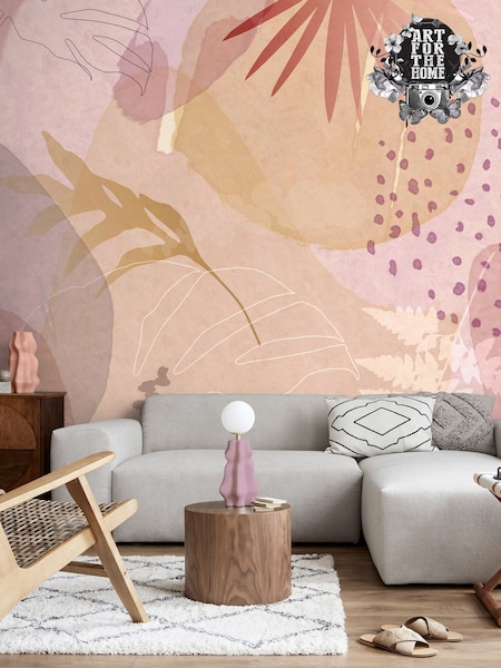Art For The Home Pink Abstract Leaf Fixed Size 3M Mural (AY0951) | £195