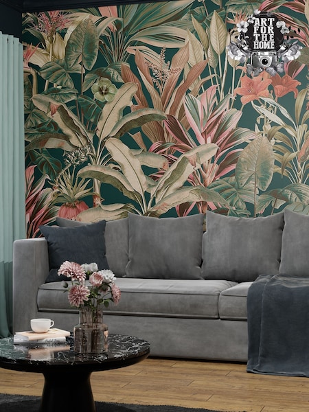 Art For The Home Teal Funky Jungle Fixed Size 3M Mural (AY0959) | £195