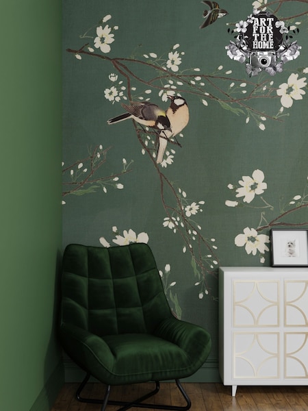 Art For The Home Dark Green Birds and Blossom Fixed Size 2M Mural (AY0989) | £120