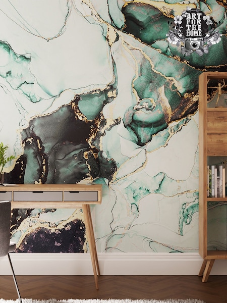 Art For The Home Teal and Gold Agate Marble Fixed Size 3M Mural (AY0997) | £195