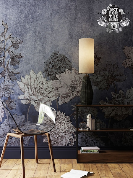 Art For The Home Navy Muted Floral Fixed Size 3M Mural (AY0999) | £195