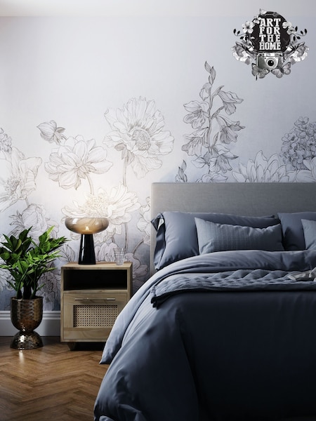 Art For The Home Light Blue Muted Floral Fixed Size 3M Mural (AY1013) | £195