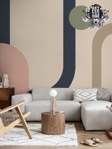 Art For The Home Green Pink Oval Geo Pop Fixed Size 4M Mural (AY1014) | £240