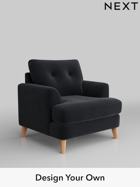 Plush Velvet Easy Clean/Charcoal Grey Parker Buttoned Back (AY1099) | £925