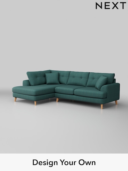 Tweedy Chenille/Dark Teal Green Parker Buttoned Back (AY1134) | £2,175