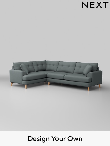 Tweedy Blend Easy Clean/Mid Slate Teal Green Parker Buttoned Back (AY1153) | £2,325