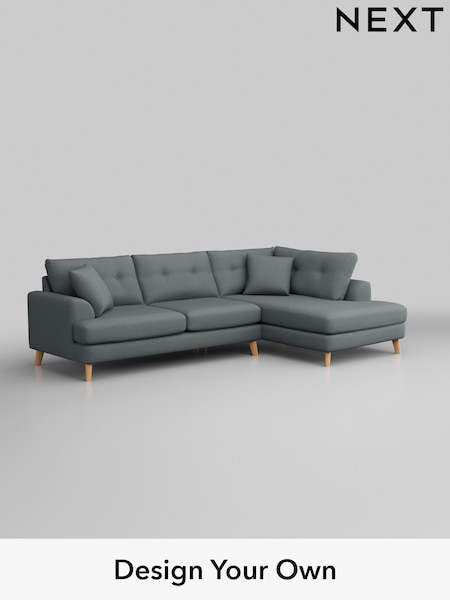 Tweedy Blend Easy Clean/Mid Slate Teal Green Parker Buttoned Back (AY1153) | £2,275