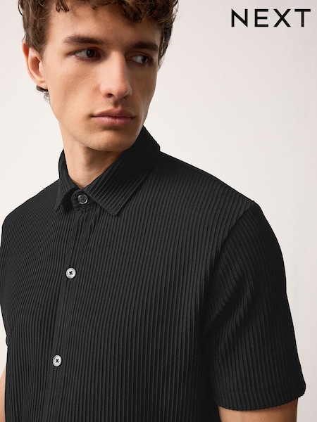 Black Textured Smart Jersey Shirt (AY1252) | £30