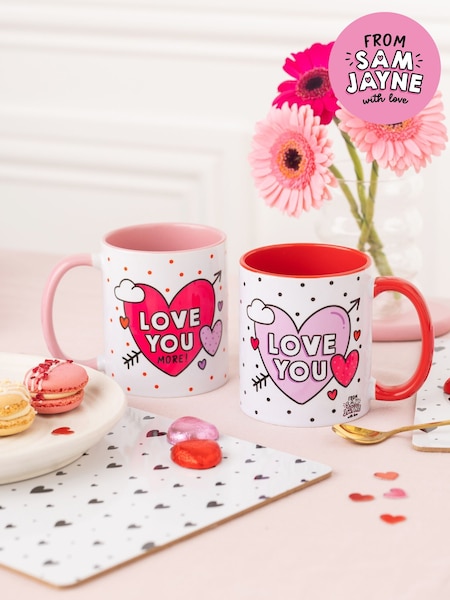 Sam Jayne Design Set of 2 Red Love You Mug (AY1301) | £24