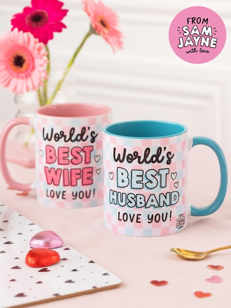 Sam Jayne Design Set of 2 Pink Best Husband Best Wife Mug (AY1305) | £24
