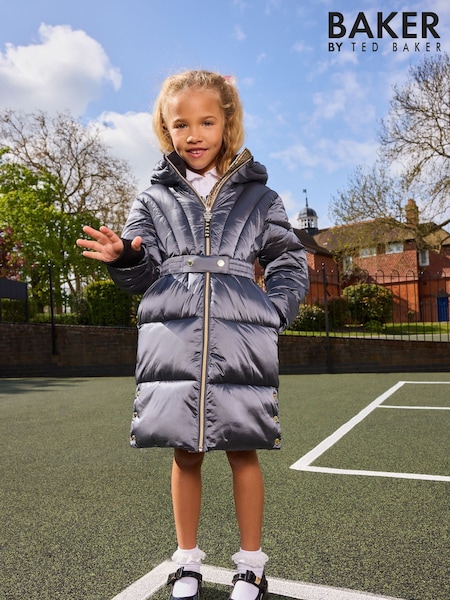 Baker by Ted Baker Navy Shower Resistant Pearl Belted Padded Coat (AY1319) | £75 - £80