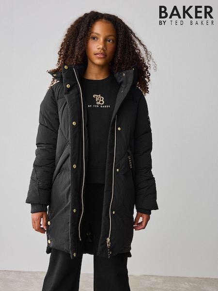 Baker by Ted Baker Girls Shower Resistant Longline Padded Coat (AY1321) | £79 - £84