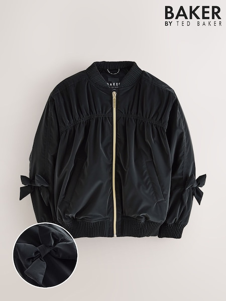 Baker by Ted Baker Shower Resistant Bow Bomber Black Jacket (AY1333) | £54 - £59