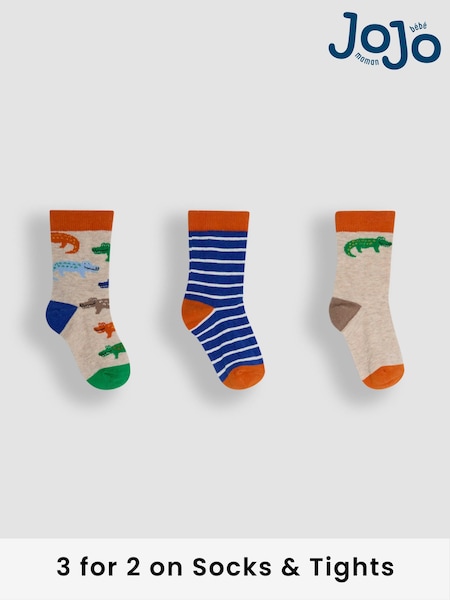 JoJo Maman Bébé Navy 3-Pack Printed Socks (AY1342) | £9.50