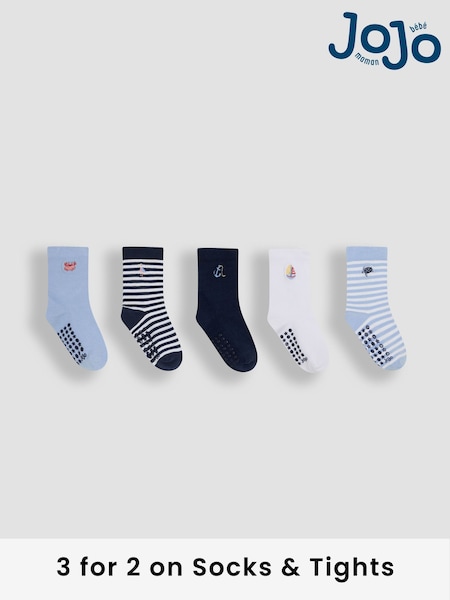JoJo Maman Bébé Blue 5-Pack Socks (AY1345) | £15