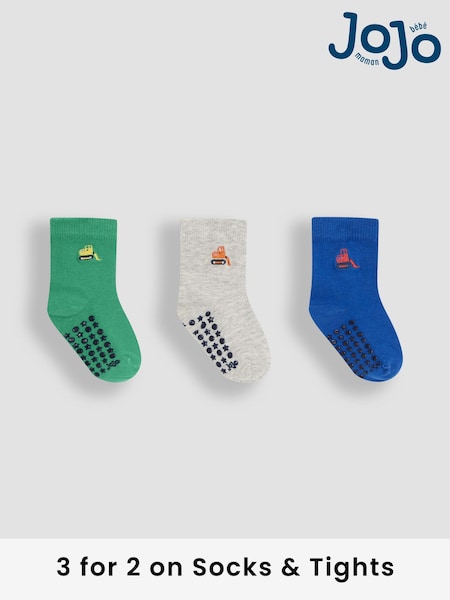 JoJo Maman Bébé Blue Printed Socks 3 Pack (AY1347) | £9.50
