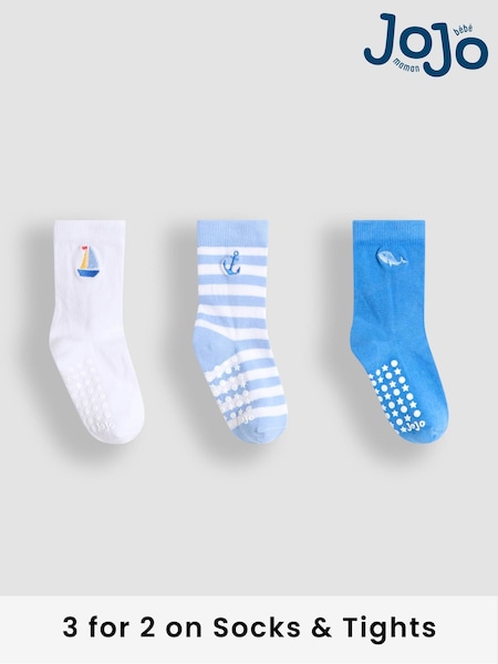 JoJo Maman Bébé White Embroidered Socks 3 Pack (AY1351) | £9.50