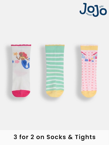 JoJo Maman Bébé Blue 3-Pack Socks (AY1354) | £9.50