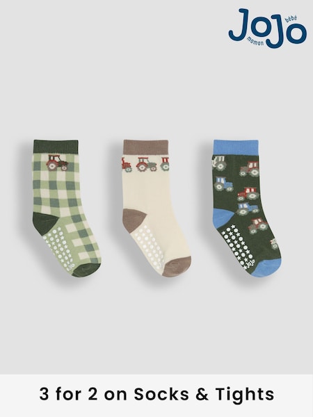 JoJo Maman Bébé Neutral Printed Socks 3 Pack (AY1360) | £9.50