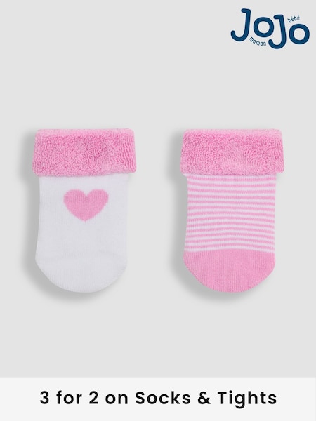 JoJo Maman Bébé Pink Baby Socks 2 Pack (AY1373) | £7.50
