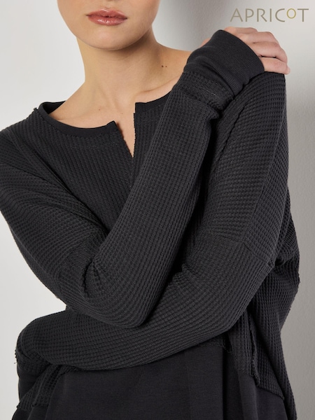 Apricot Grey Waffle Notch Rib Underlay Jumper (AY1480) | £39