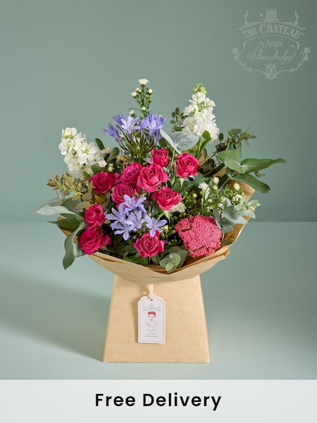 The Chateau by Angel Strawbridge White Rose and Agapanthus Fresh Flower Bouquet in Pail (AY1630) | £40