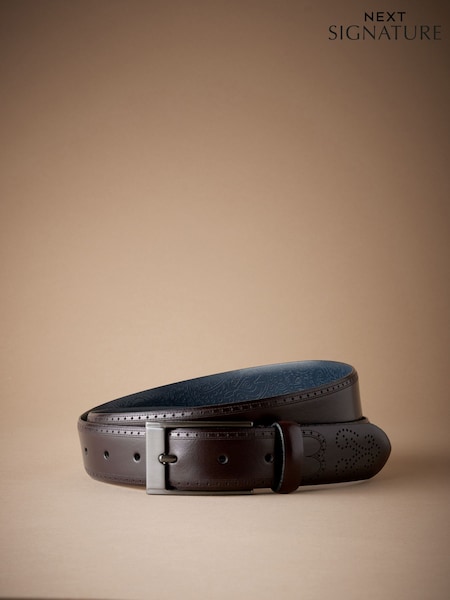 Burgundy Red Signature Formal Leather Belt (AY1635) | £25