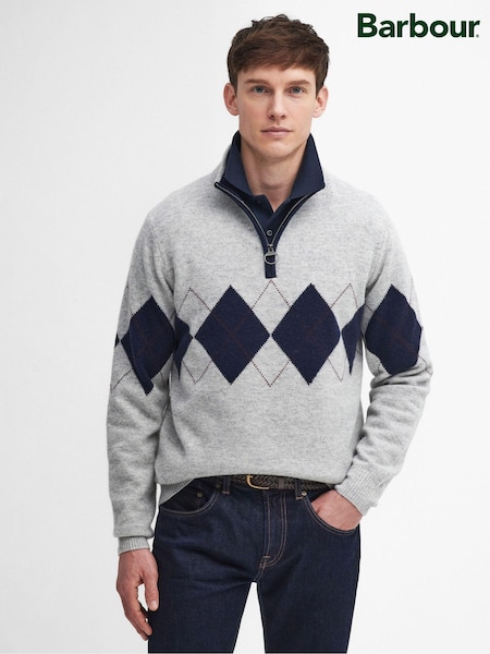 Barbour® Grey Hartfield Quarter Zip Jumper (AY1660) | £129