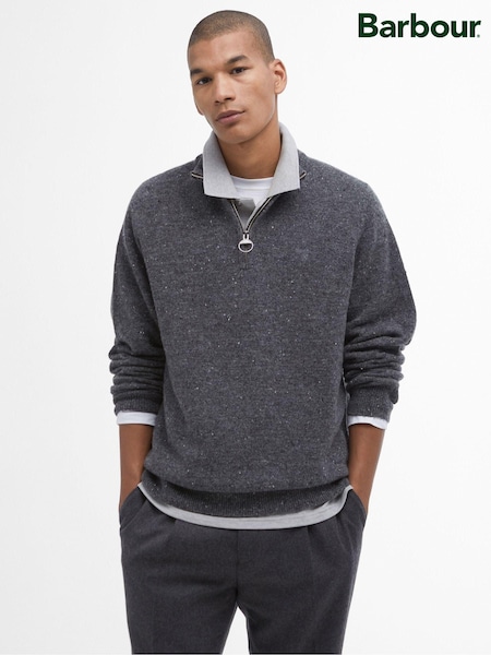 Barbour® Grey Tainsbury Quarter Zip Jumper (AY1710) | £95