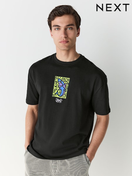Black Jaws Licence Graphic 100% Cotton T-Shirt (AY1724) | £24