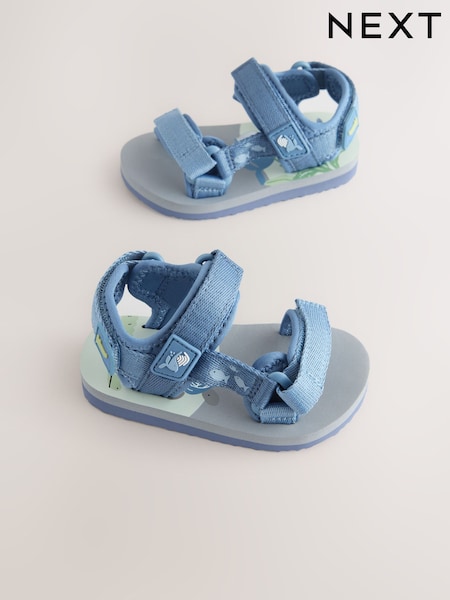 Blue Sea Print Wide Fit (G) Touch Fastening Adjustable Strap Tape Trekker Walking Sandals (AY1745) | £13 - £16