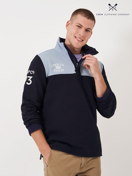 Crew Clothing Company Blue Contrast Chest Panel Padstow Sweatshirt (AY1759) | £75