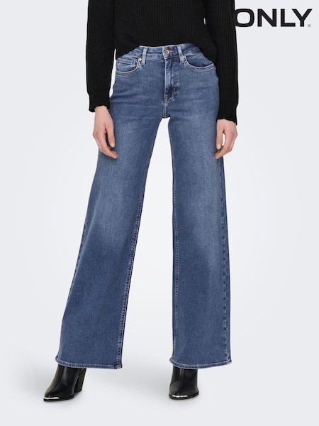 ONLY Blue Wide Leg High Waisted Jeans With Super Stretch (AY1791) | £45