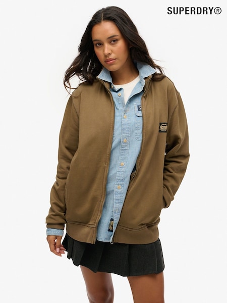 Superdry Brown Oversized 100% Cotton Contrast Stitch Track Jacket (AY1823) | £60