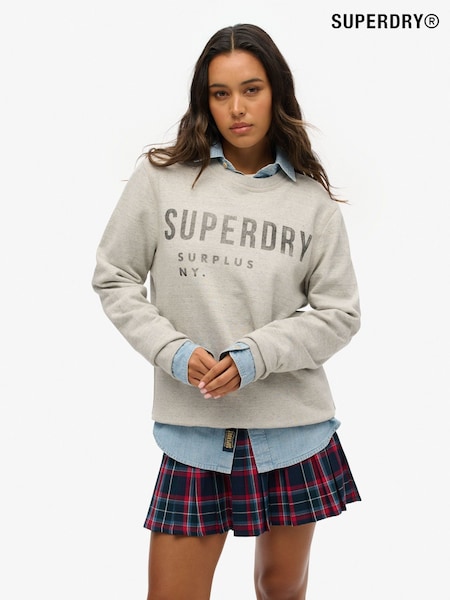 Superdry Grey Oversized Surplus Graphic Crew Sweatshirt (AY1826) | £60