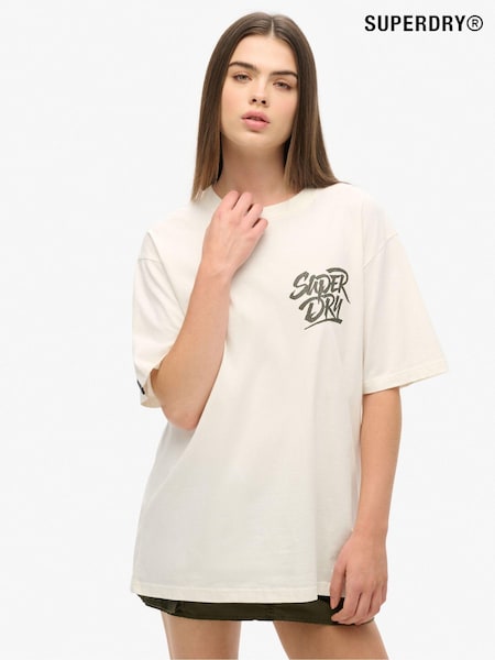 Superdry White Oversized Photographic Skate 100% Organic Cotton T-Shirt (AY1855) | £30