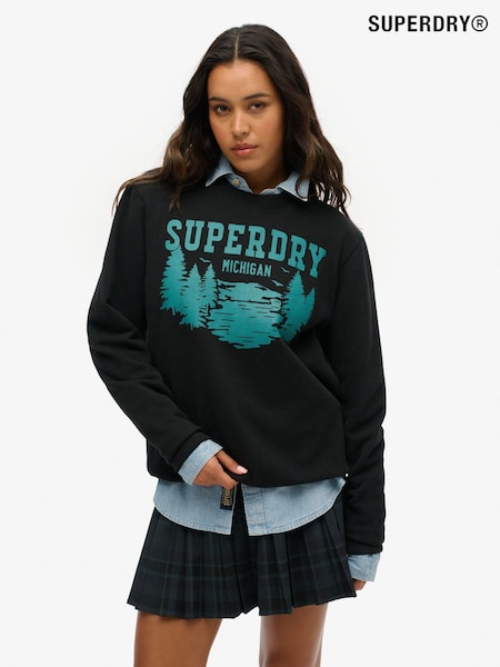 Superdry Black Oversized Outdoors Graphic Crew Sweatshirt (AY1868) | £55